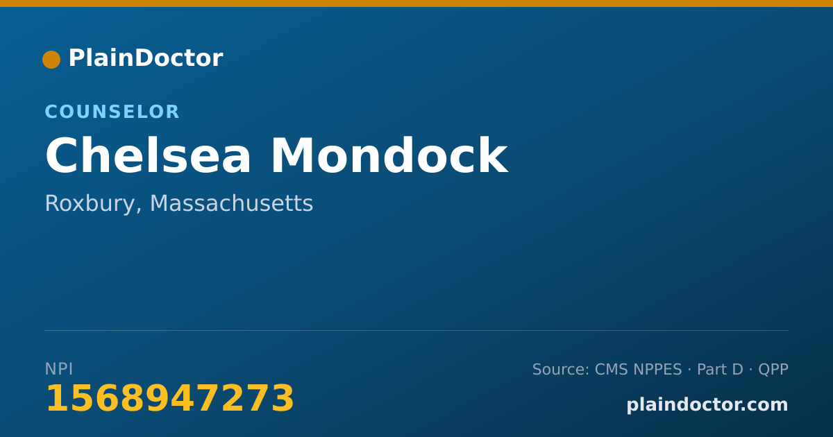 Shareable card for Chelsea Mondock - Counselor, Roxbury, MA