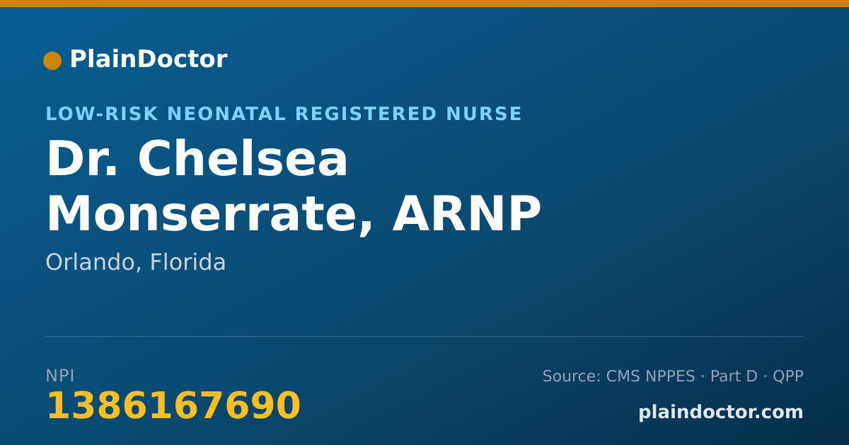 Shareable card for Chelsea Monserrate, ARNP - Low-Risk Neonatal Registered Nurse, Orlando, FL