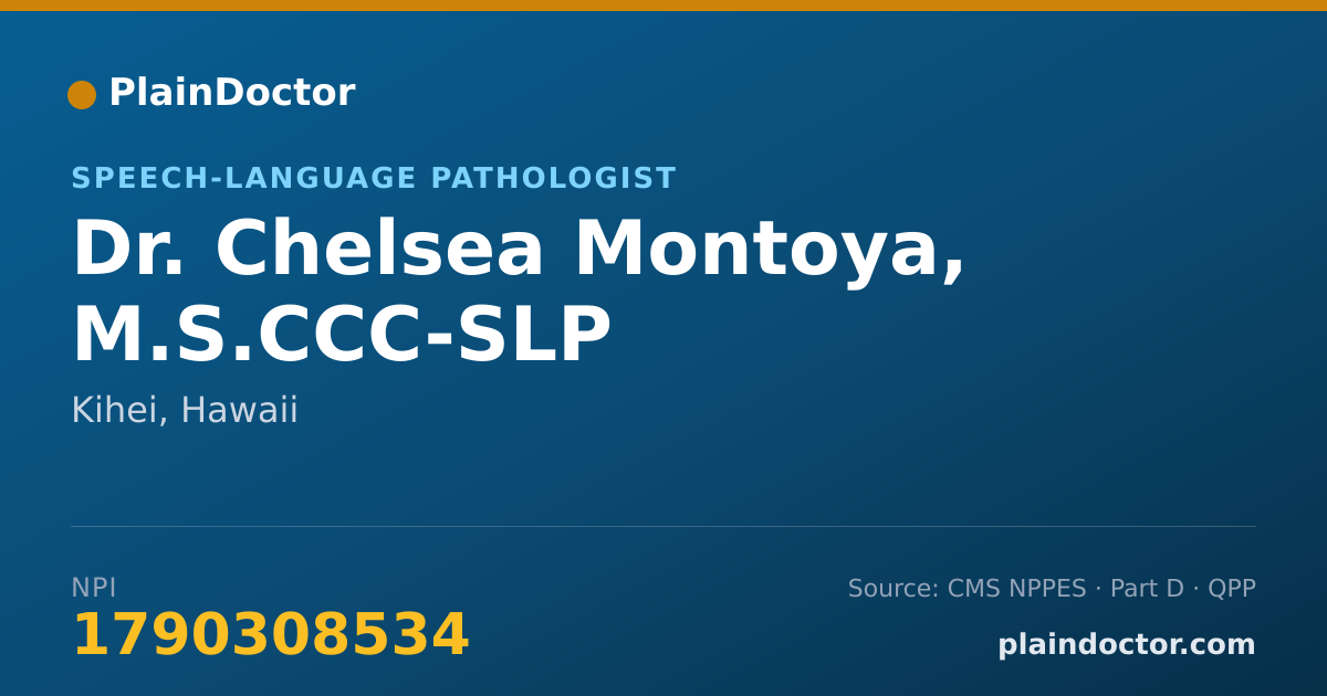 Shareable card for Chelsea Montoya, M.S.CCC-SLP - Speech-Language Pathologist, Kihei, HI
