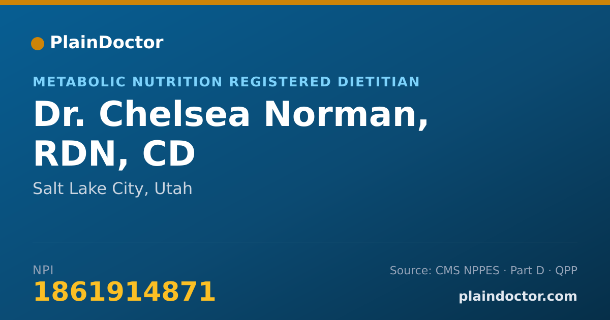 Shareable card for Chelsea Norman, RDN, CD - Metabolic Nutrition Registered Dietitian, Salt Lake City, UT
