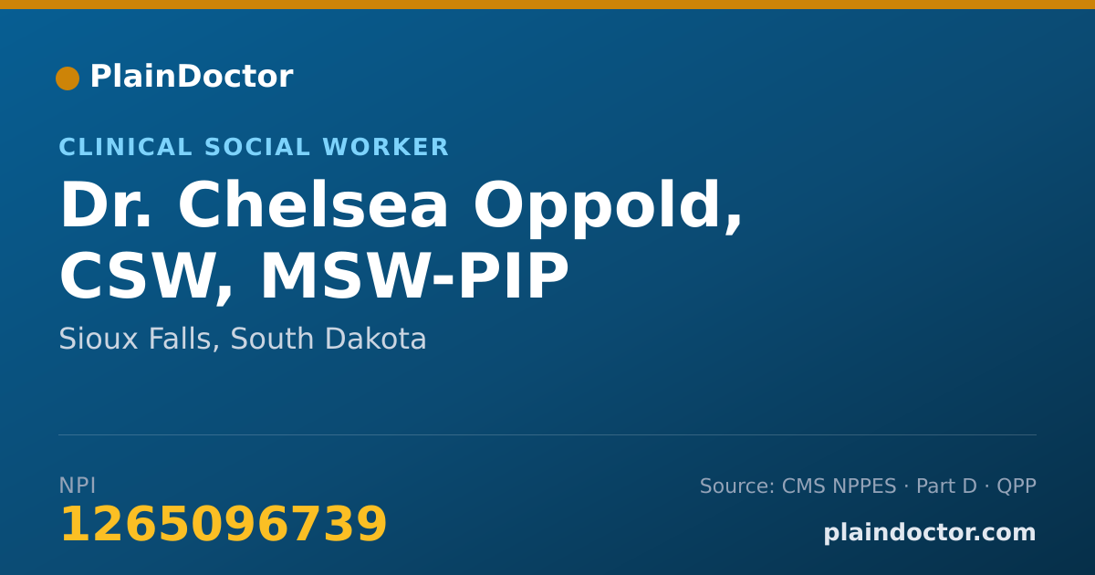 Shareable card for Chelsea Oppold, CSW, MSW-PIP - Clinical Social Worker, Sioux Falls, SD