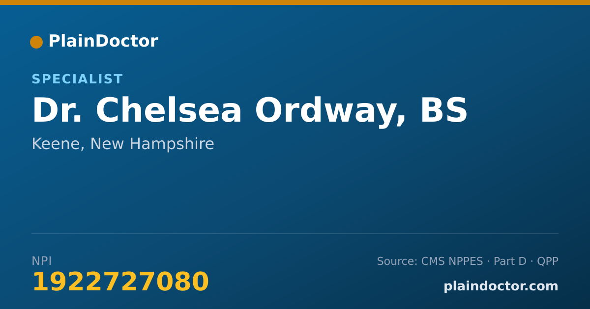 Shareable card for Chelsea Ordway, BS - Specialist, Keene, NH