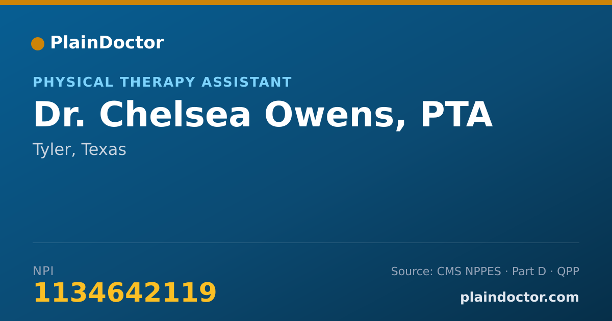 Shareable card for Chelsea Owens, PTA - Physical Therapy Assistant, Tyler, TX