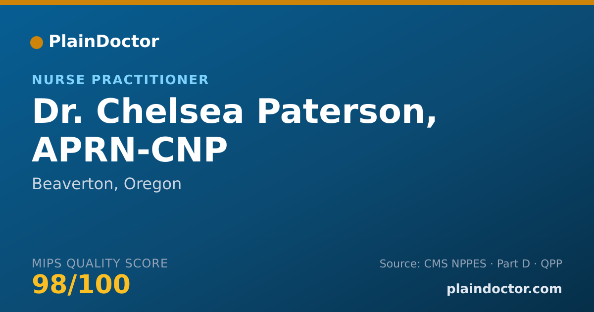Shareable card for Chelsea Paterson, APRN-CNP - Nurse Practitioner, Beaverton, OR