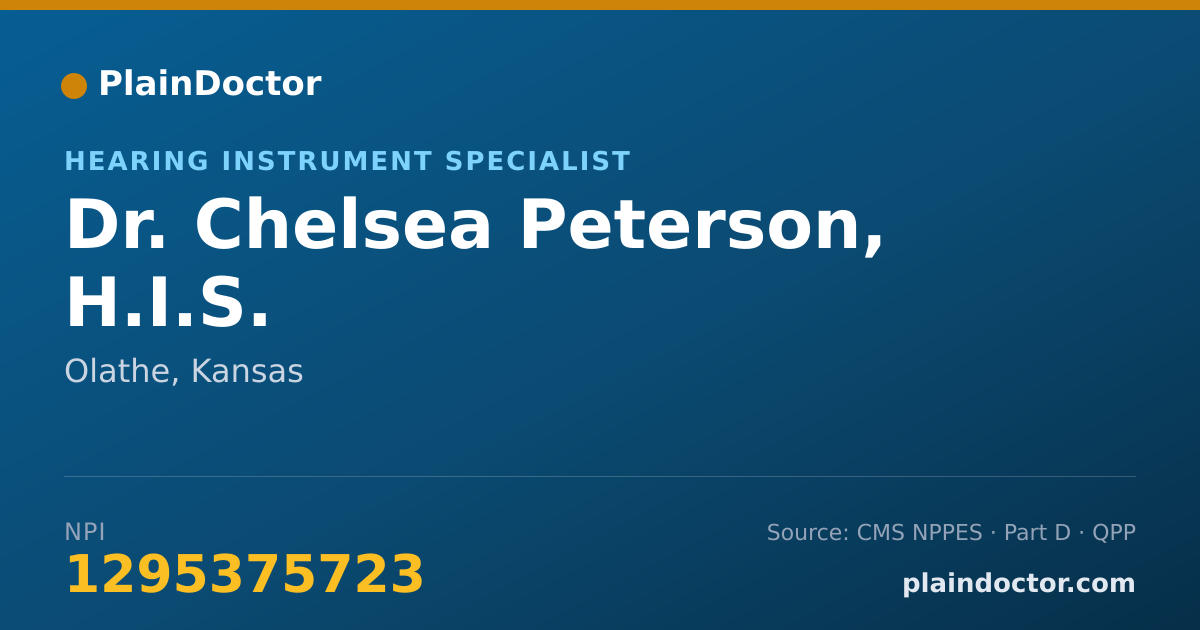 Shareable card for Chelsea Peterson, H.I.S. - Hearing Instrument Specialist, Olathe, KS