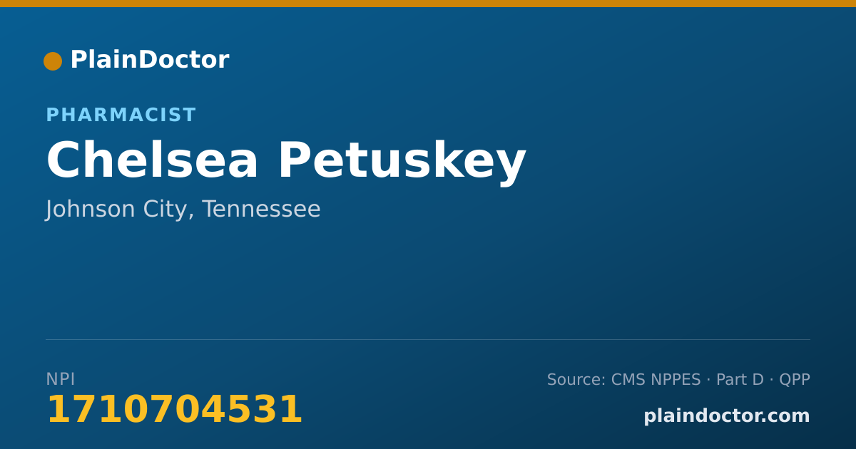 Shareable card for Chelsea Petuskey - Pharmacist, Johnson City, TN