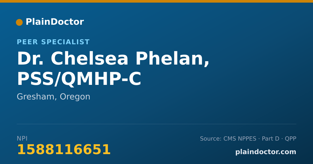 Shareable card for Chelsea Phelan, PSS/QMHP-C - Peer Specialist, Gresham, OR