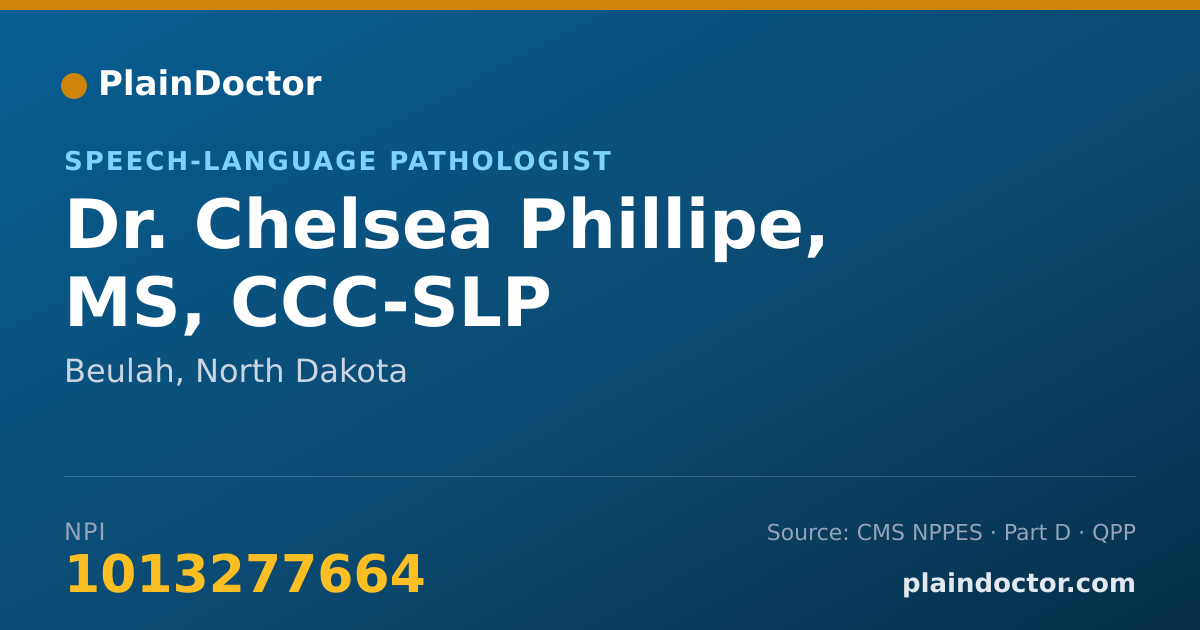 Shareable card for Chelsea Phillipe, MS, CCC-SLP - Speech-Language Pathologist, Beulah, ND