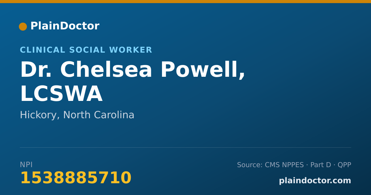 Shareable card for Chelsea Powell, LCSWA - Clinical Social Worker, Hickory, NC