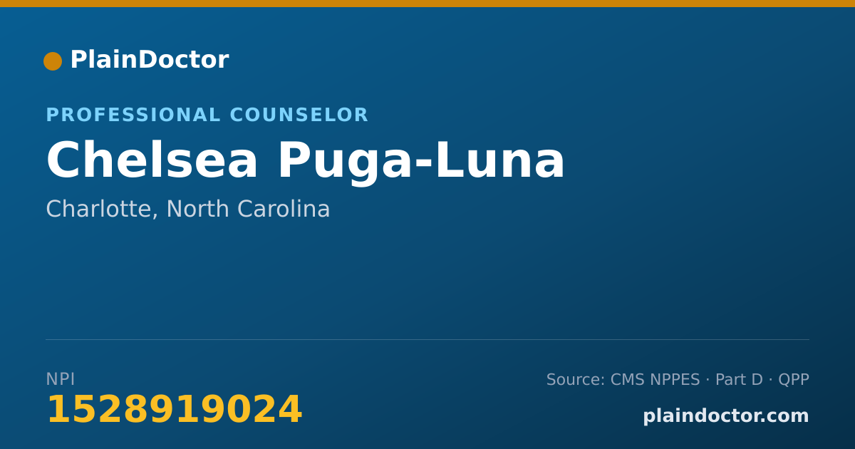 Shareable card for Chelsea Puga-Luna - Professional Counselor, Charlotte, NC