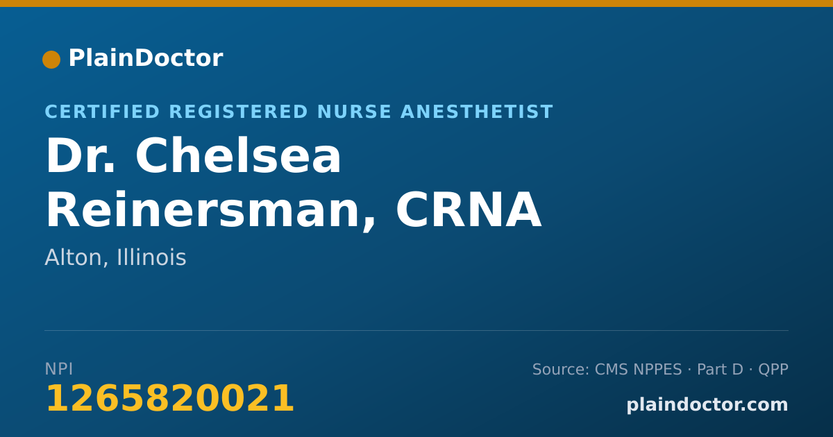 Shareable card for Chelsea Reinersman, CRNA - Certified Registered Nurse Anesthetist, Alton, IL