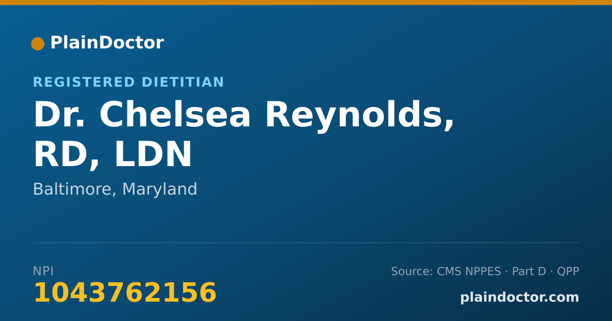 Shareable card for Chelsea Reynolds, RD, LDN - Registered Dietitian, Baltimore, MD
