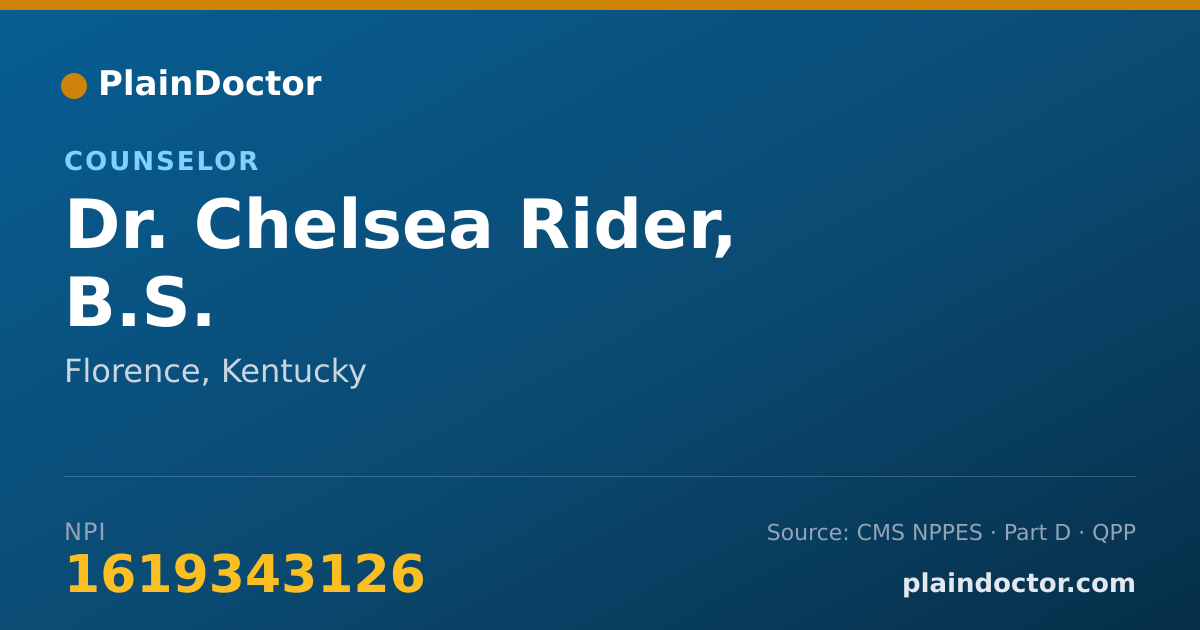Shareable card for Chelsea Rider, B.S. - Counselor, Florence, KY