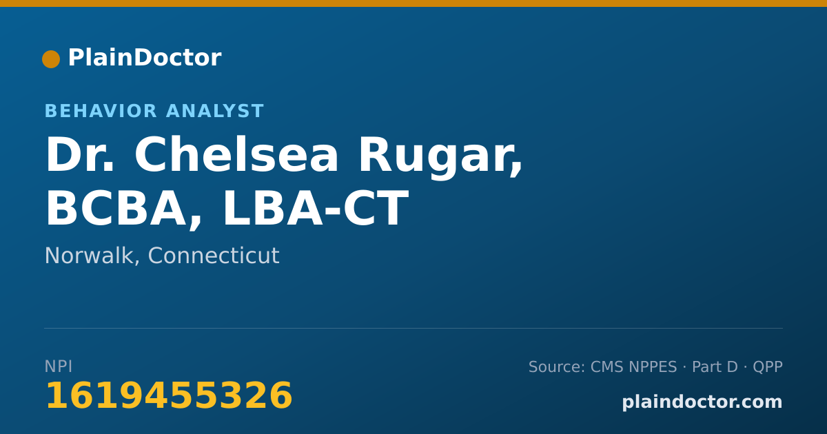 Shareable card for Chelsea Rugar, BCBA, LBA-CT - Behavior Analyst, Norwalk, CT