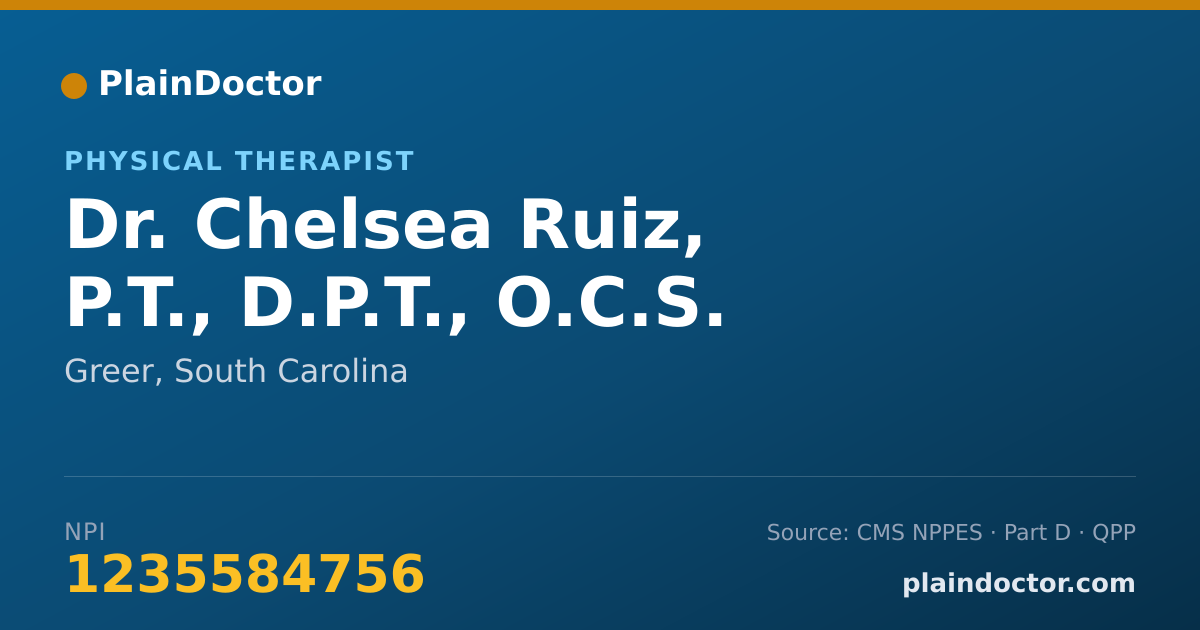 Shareable card for Chelsea Ruiz, P.T., D.P.T., O.C.S. - Physical Therapist, Greer, SC