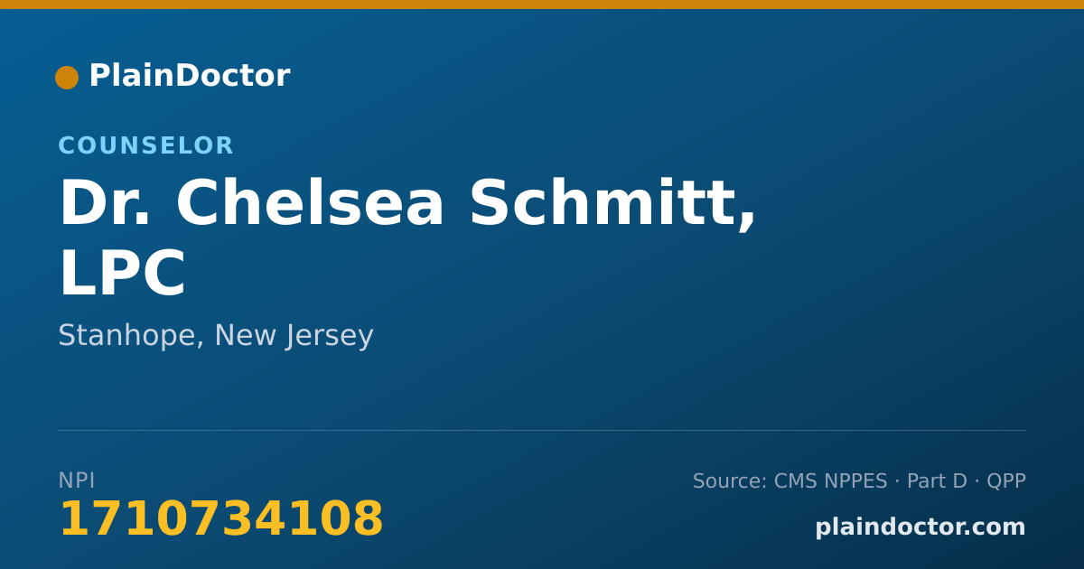 Shareable card for Chelsea Schmitt, LPC - Counselor, Stanhope, NJ