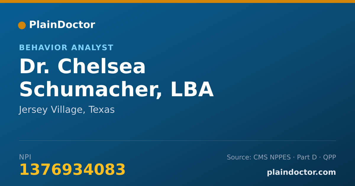 Shareable card for Chelsea Schumacher, LBA - Behavior Analyst, Jersey Village, TX