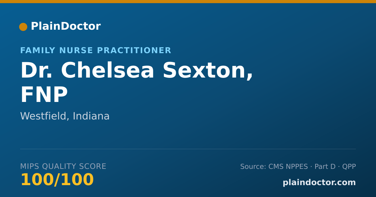 Shareable card for Chelsea Sexton, FNP - Family Nurse Practitioner, Westfield, IN