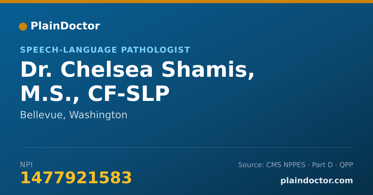 Shareable card for Chelsea Shamis, M.S., CF-SLP - Speech-Language Pathologist, Bellevue, WA