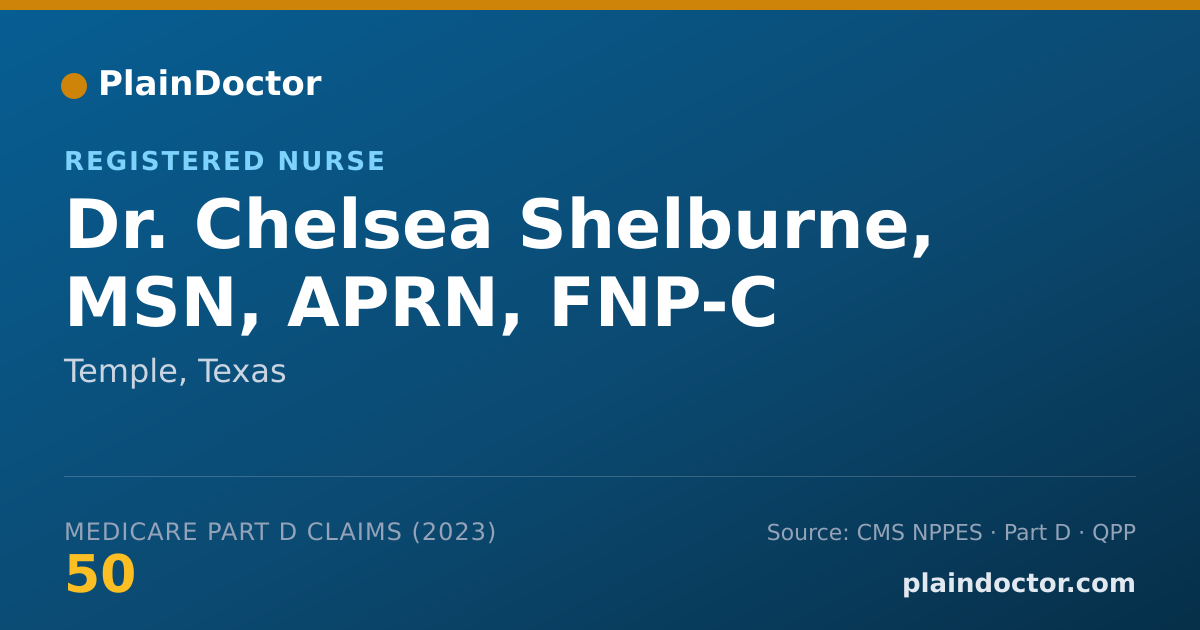 Shareable card for Chelsea Shelburne, MSN, APRN, FNP-C - Registered Nurse, Temple, TX