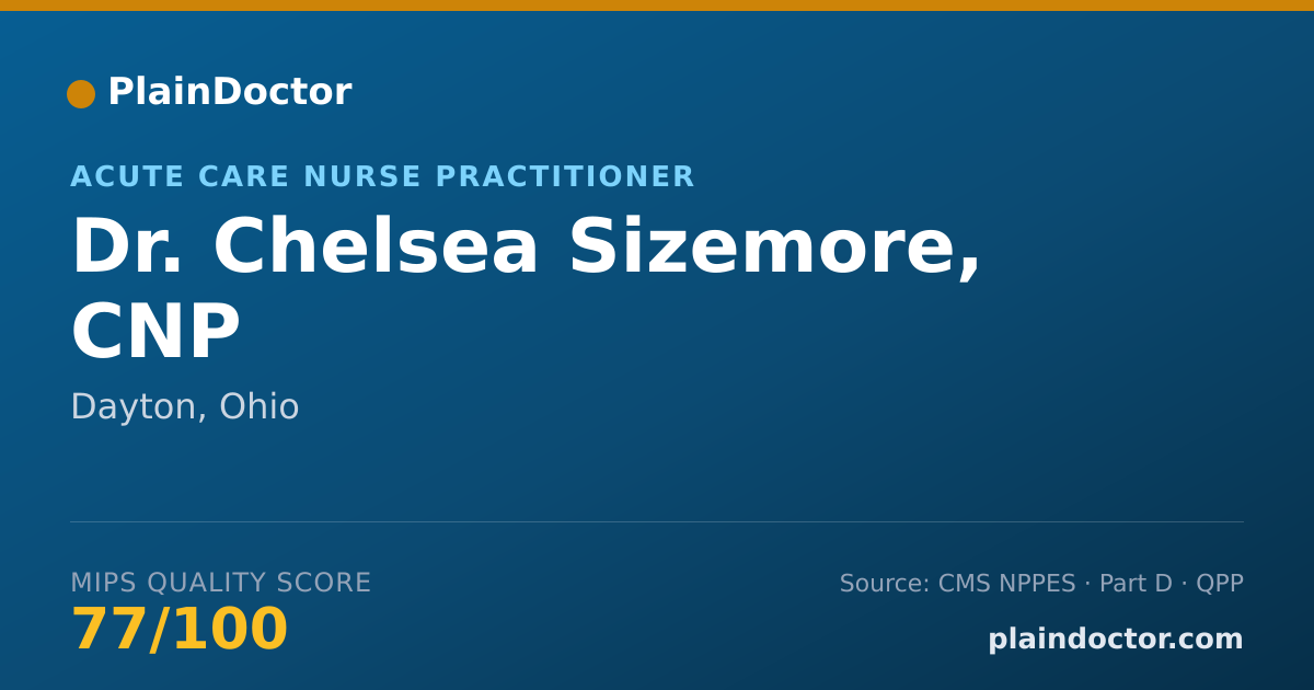 Shareable card for Chelsea Sizemore, CNP - Acute Care Nurse Practitioner, Dayton, OH