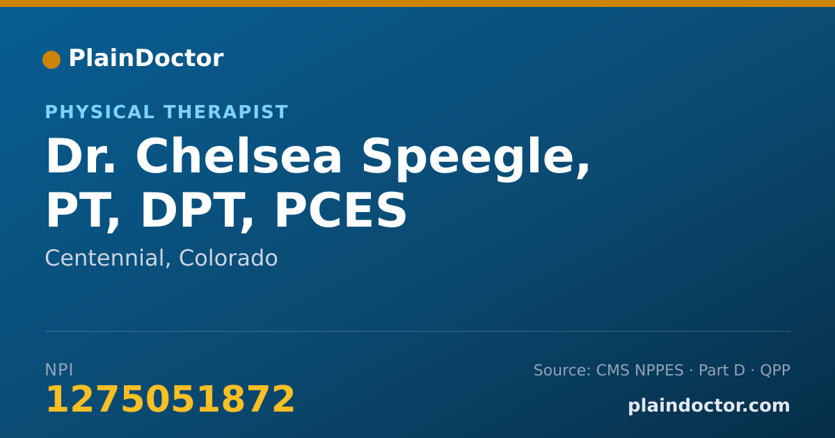 Shareable card for Chelsea Speegle, PT, DPT, PCES - Physical Therapist, Centennial, CO
