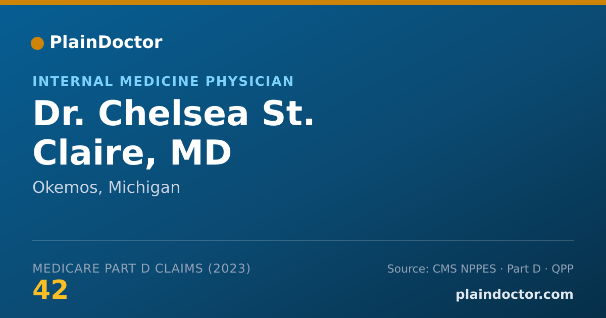 Shareable card for Chelsea St. Claire, MD - Internal Medicine Physician, Okemos, MI