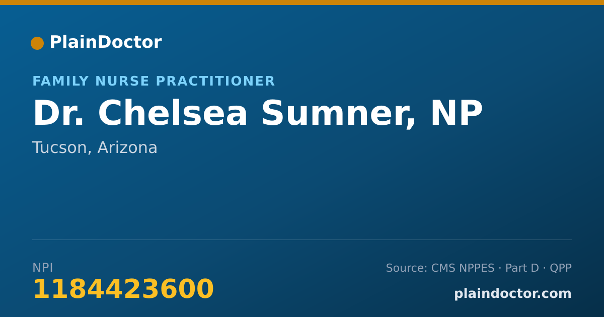 Shareable card for Chelsea Sumner, NP - Family Nurse Practitioner, Tucson, AZ