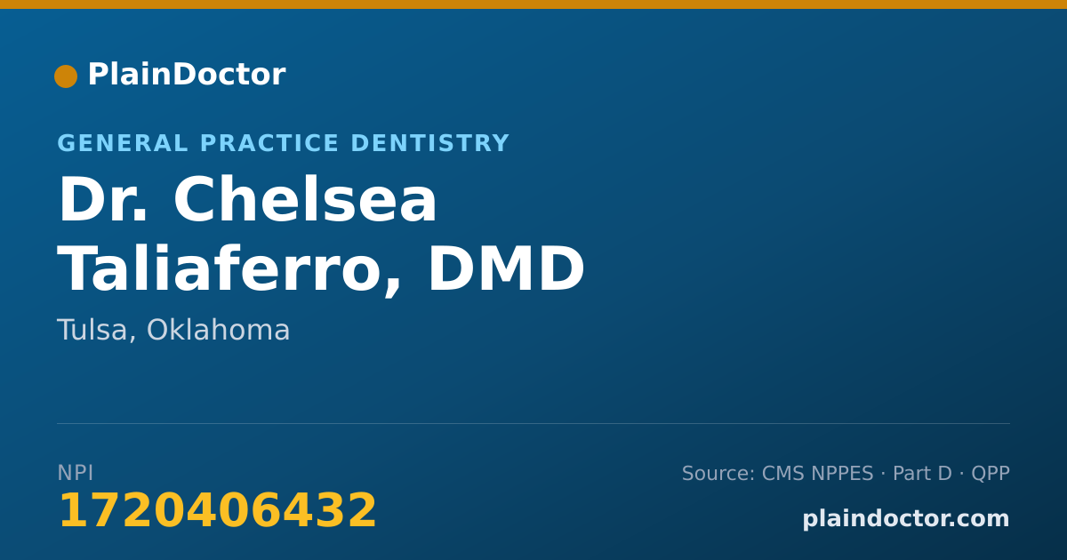 Shareable card for Chelsea Taliaferro, DMD - General Practice Dentistry, Tulsa, OK