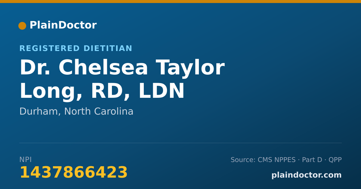 Shareable card for Chelsea Taylor Long, RD, LDN - Registered Dietitian, Durham, NC
