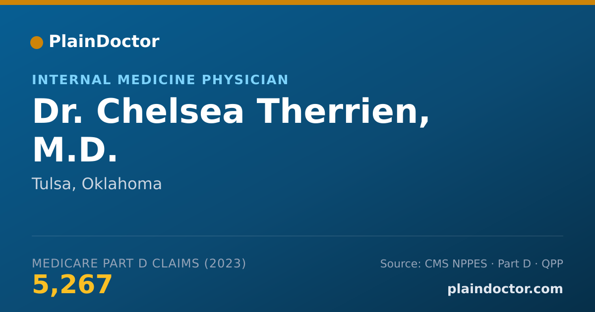 Shareable card for Chelsea Therrien, M.D. - Internal Medicine Physician, Tulsa, OK