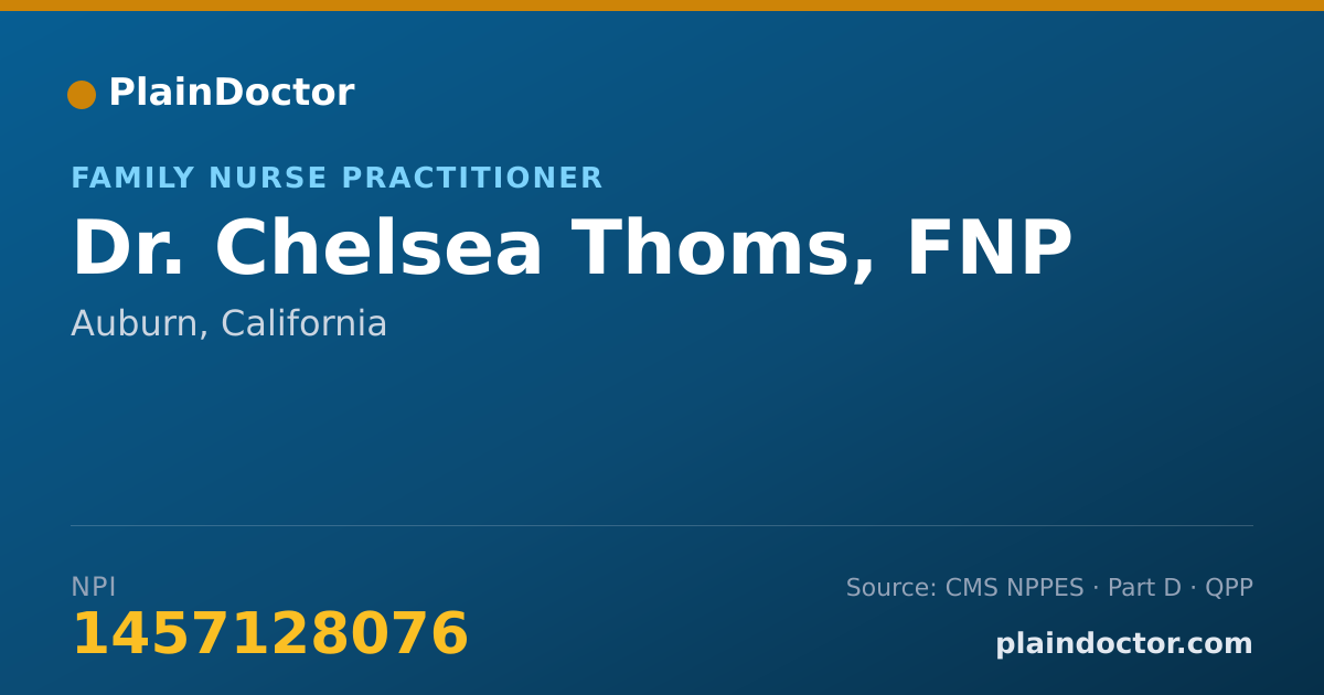 Shareable card for Chelsea Thoms, FNP - Family Nurse Practitioner, Auburn, CA