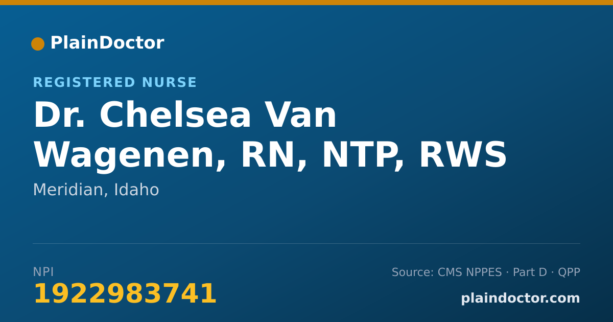 Shareable card for Chelsea Van Wagenen, RN, NTP, RWS - Registered Nurse, Meridian, ID