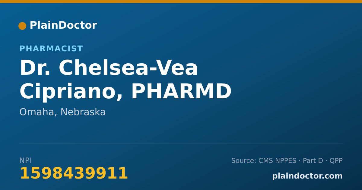 Shareable card for Chelsea-Vea Cipriano, PHARMD - Pharmacist, Omaha, NE