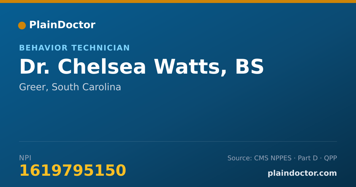 Shareable card for Chelsea Watts, BS - Behavior Technician, Greer, SC