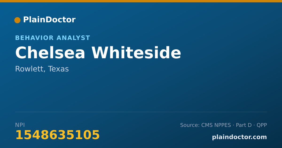 Shareable card for Chelsea Whiteside - Behavior Analyst, Rowlett, TX