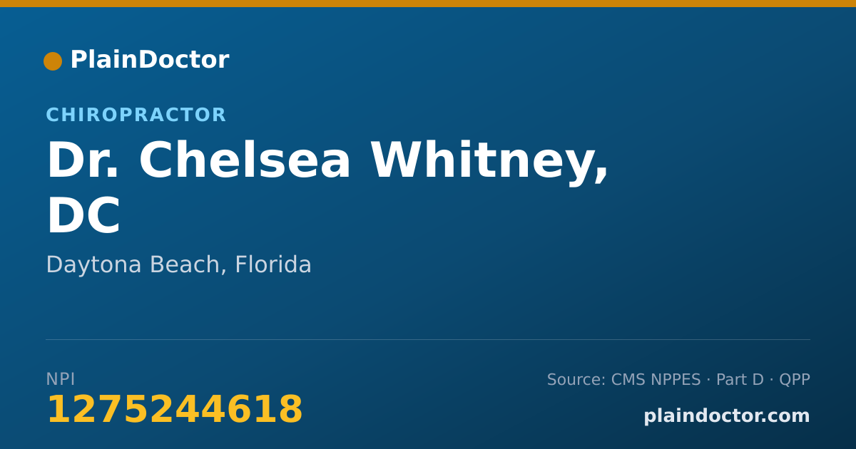 Shareable card for Chelsea Whitney, DC - Chiropractor, Daytona Beach, FL
