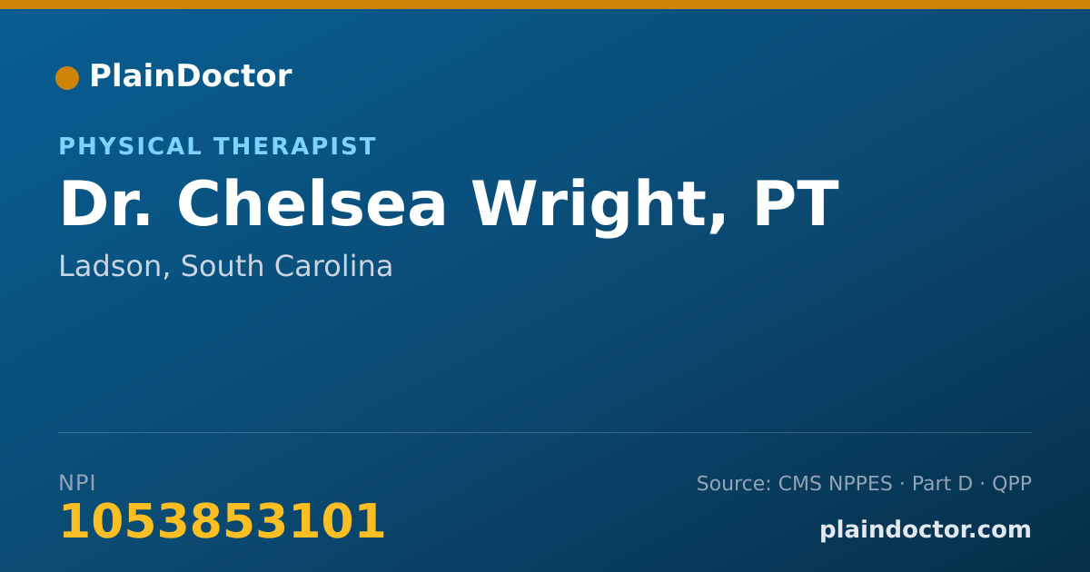 Shareable card for Chelsea Wright, PT - Physical Therapist, Ladson, SC
