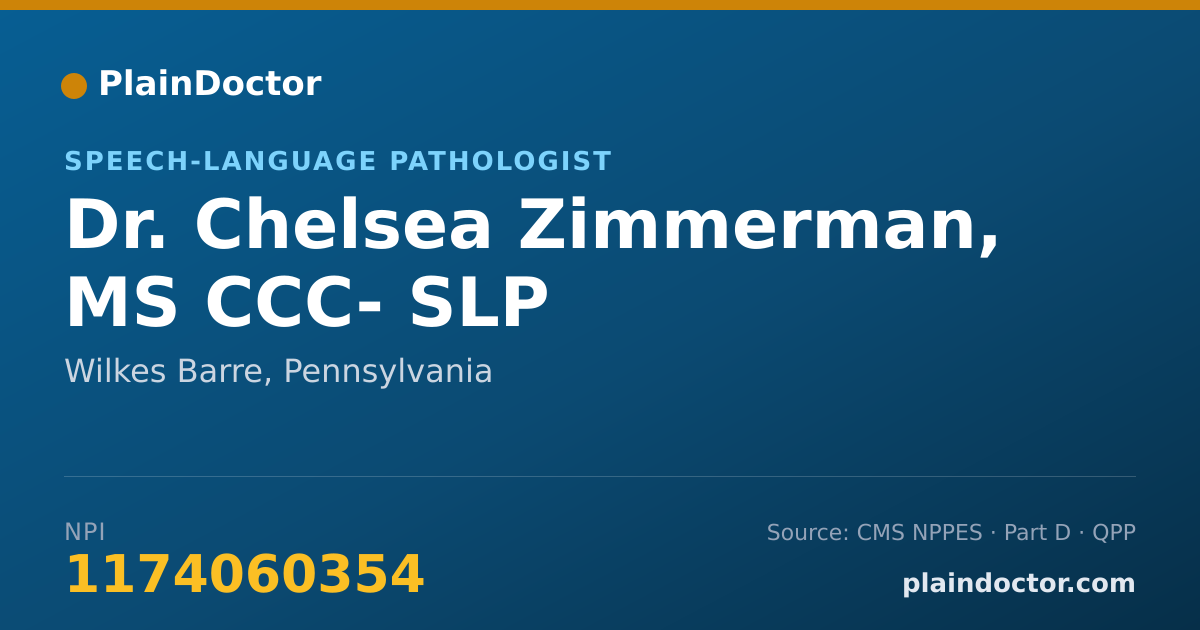 Shareable card for Chelsea Zimmerman, MS CCC- SLP - Speech-Language Pathologist, Wilkes Barre, PA