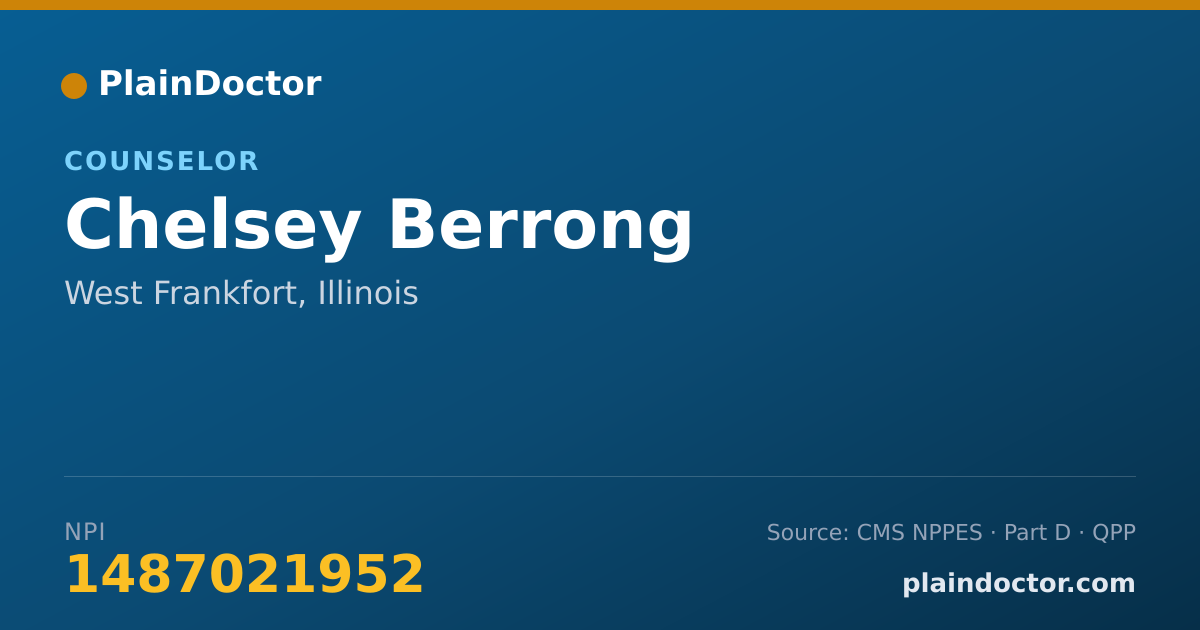Shareable card for Chelsey Berrong - Counselor, West Frankfort, IL
