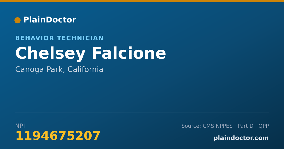Shareable card for Chelsey Falcione - Behavior Technician, Canoga Park, CA