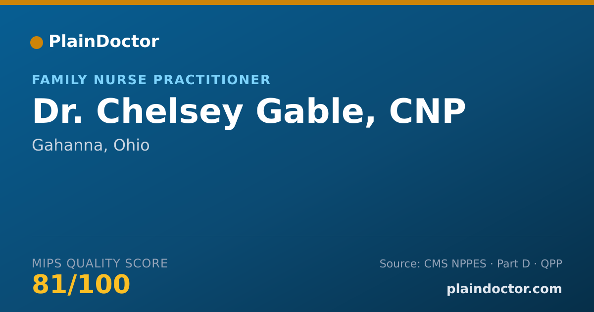 Shareable card for Chelsey Gable, CNP - Family Nurse Practitioner, Gahanna, OH