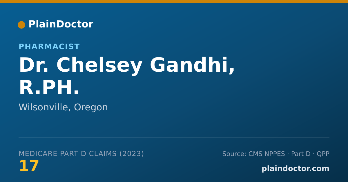 Shareable card for Chelsey Gandhi, R.PH. - Pharmacist, Wilsonville, OR