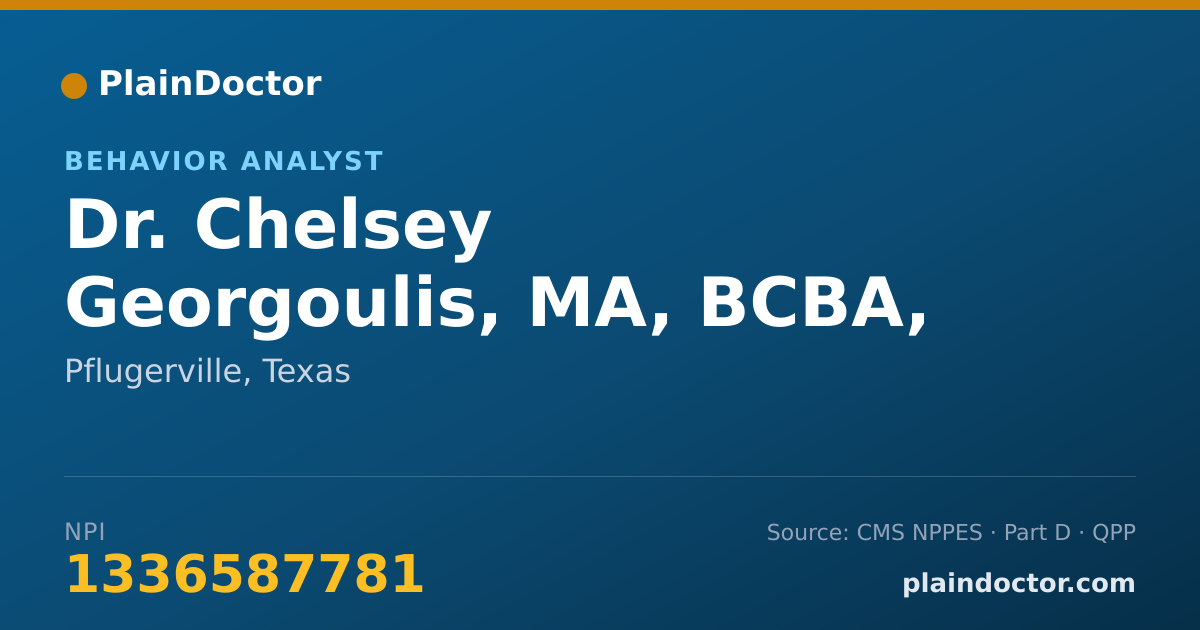 Shareable card for Chelsey Georgoulis, MA, BCBA, LBA - Behavior Analyst, Pflugerville, TX
