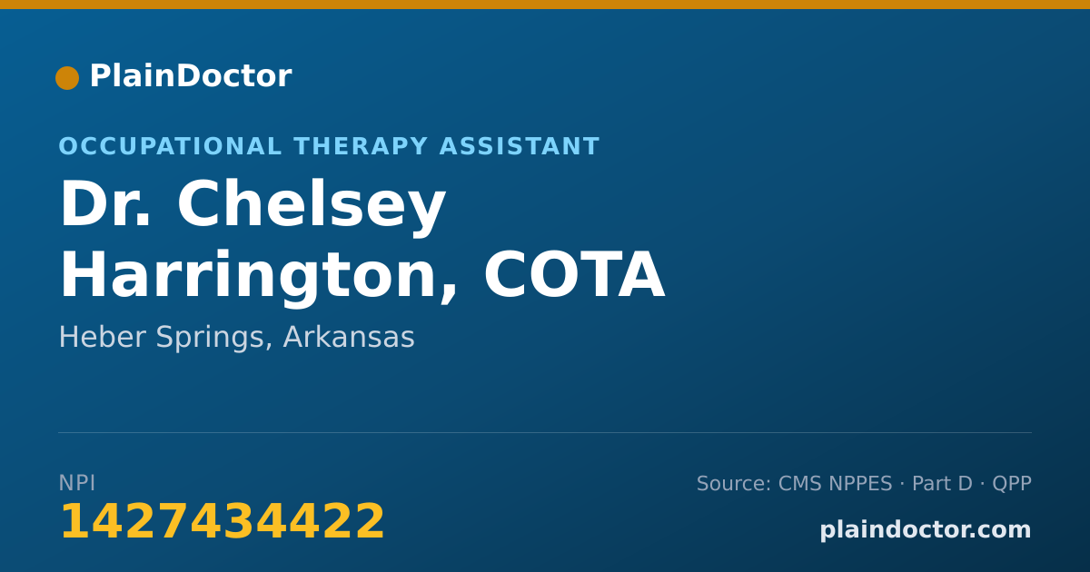 Shareable card for Chelsey Harrington, COTA - Occupational Therapy Assistant, Heber Springs, AR