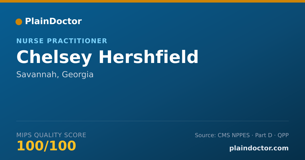 Shareable card for Chelsey Hershfield - Nurse Practitioner, Savannah, GA