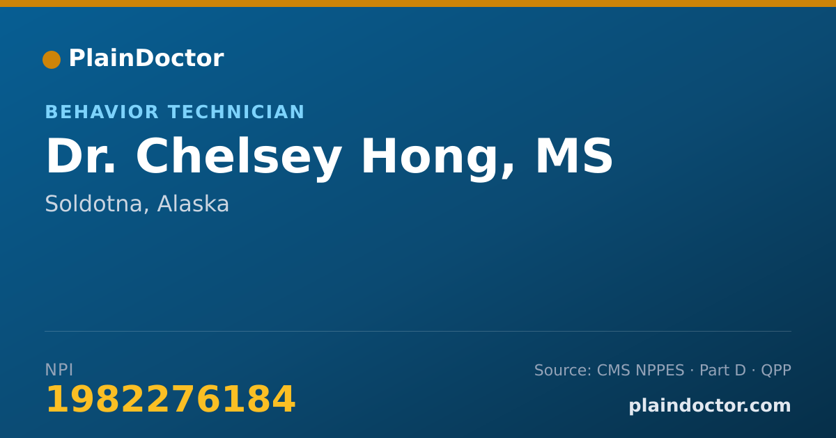 Shareable card for Chelsey Hong, MS - Behavior Technician, Soldotna, AK