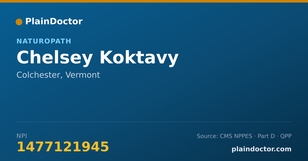 Shareable card for Chelsey Koktavy - Naturopath, Colchester, VT