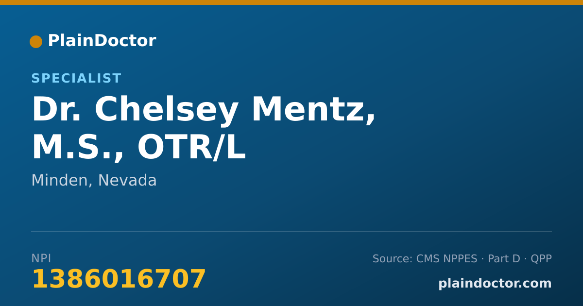Shareable card for Chelsey Mentz, M.S., OTR/L - Specialist, Minden, NV