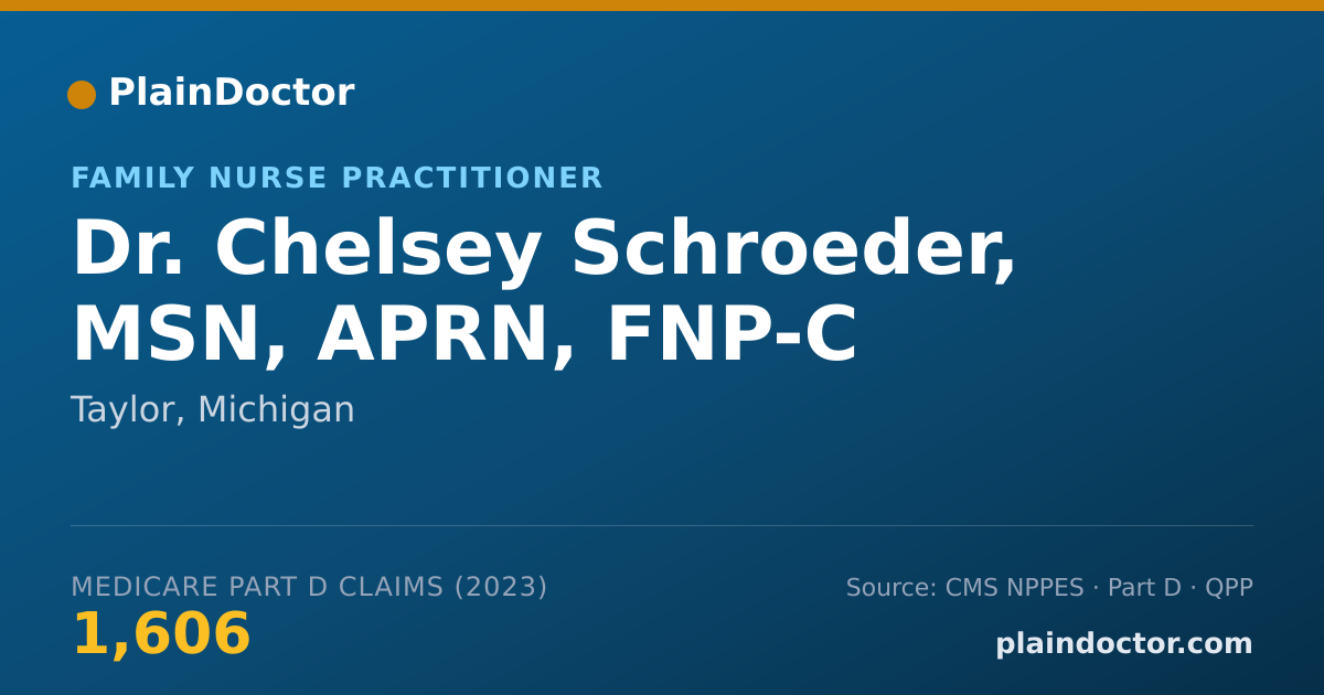 Shareable card for Chelsey Schroeder, MSN, APRN, FNP-C - Family Nurse Practitioner, Taylor, MI